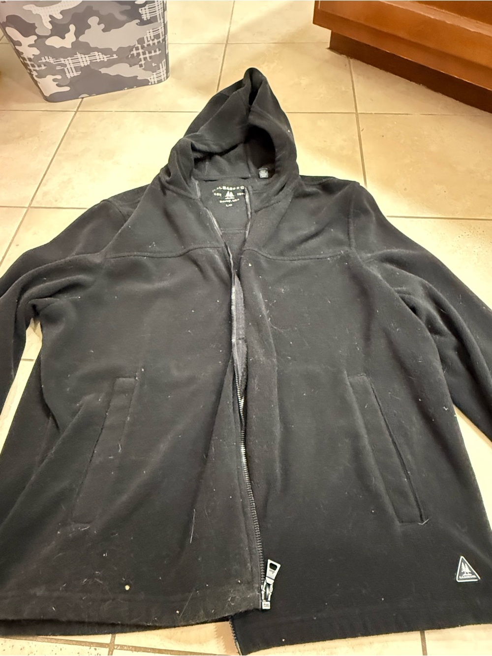 G.H. Bass & Co. Black Men's Zip-Up Hooded Jacket Size Large